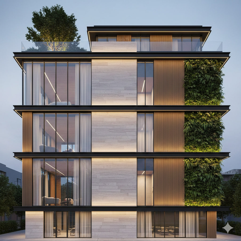 طراحی نمای ساختمان: اصول، مصالح و جدیدترین ترندها در معماری معاصر 1405